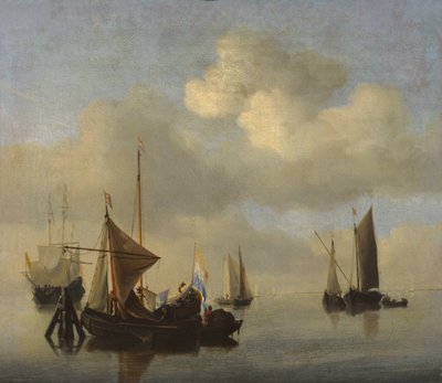在平静的天气中的海景 作者 Willem van de Velde the Younger