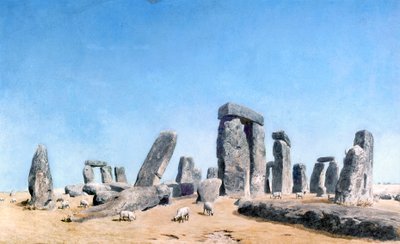 巨石阵上放牧的绵羊（水彩画） 作者 威廉·特纳 (1789 1862)