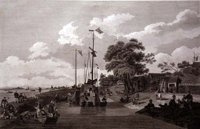 宝应湖的景色，它与大运河被土堤分隔开来，由威廉（1747-1810）和伊丽莎白-埃利斯雕刻，由G.尼科尔出版。 作者 威廉（后）亚历山大