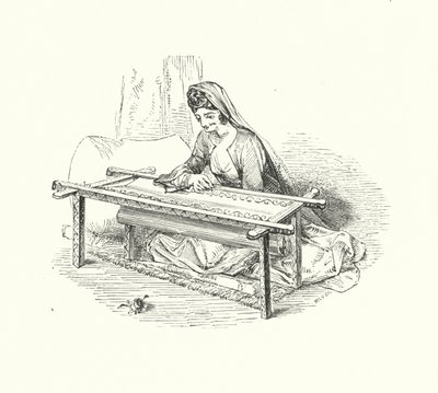 Lady embroidering (engraving) 作者 威廉（后）哈维