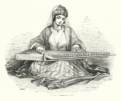 Lady playing on the Kanoon (engraving) 作者 威廉（后）哈维