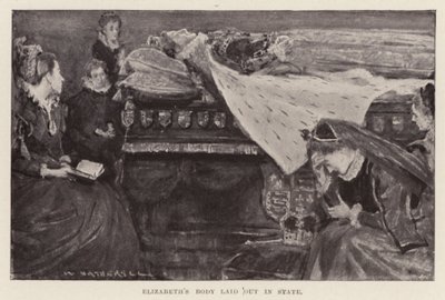 伊丽莎白一世的遗体安放，1898 年出版（石版印刷）。1898 年（平版） 作者 威廉（后）赫瑟尔