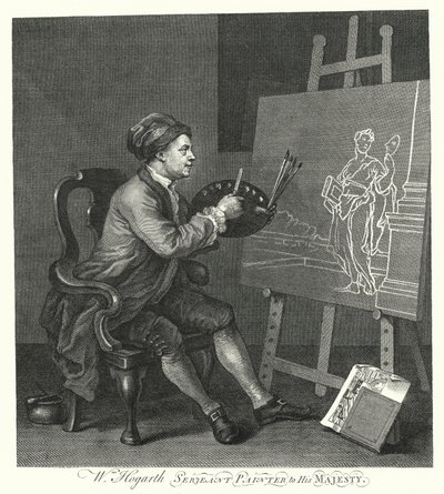 Self-portrait of English artist William Hogarth (engraving) 作者 威廉（继）霍加斯