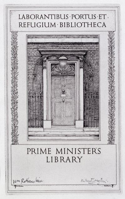 罗伯特·萨金特·奥斯丁（1895-1973年）雕刻的总理图书馆的书碟（版画） 作者 威廉（继）罗森斯坦