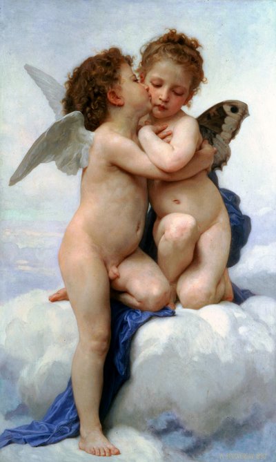 丘比特和普赛克《小时候》，初吻，1890年。 作者 William Adolphe Bouguereau