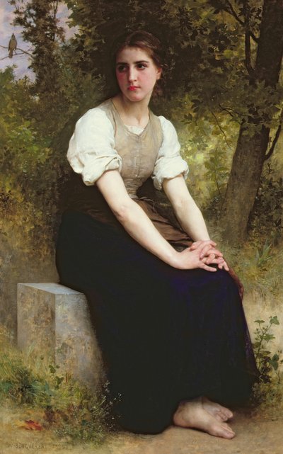 夜莺之歌，约1895年（布面油画） 作者 威廉·阿道夫·布格罗