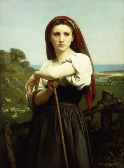年轻的牧羊女；年轻的牧羊女，1868年 作者 威廉·阿道夫·布格罗