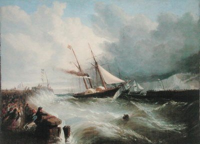 1840年，阿尔伯特王子在前往伦敦与维多利亚女王结婚的途中抵达多佛尔（布面油画）。 作者 威廉·阿道夫·克奈尔