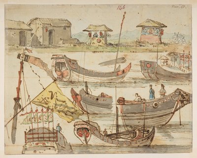 146 艘船11月18日 

选自马戛尔尼勋爵于 1792 年至 1794 年间出使中国期间绘制的 372 幅风景、海岸线、服饰和日常生活图册（纸面铅笔和水彩画） 作者 威廉·亚历山大