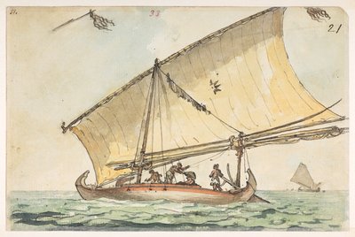 中国科钦的 33 艘船，选自马戛尔尼勋爵于 1792 年至 1794 年间出使中国期间绘制的 372 幅风景、海岸线、服饰和日常生活图册（纸面铅笔和水彩画） 作者 威廉·亚历山大
