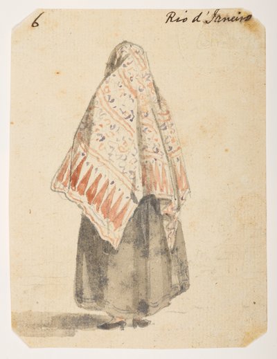 6 《里约热内卢的女人》，选自马戛尔尼勋爵于 1792 年至 1794 年间出使中国期间绘制的 372 幅风景、海岸线、服饰和日常生活画册（纸面铅笔和水彩画） 作者 威廉·亚历山大