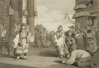 中国舞台上的一个历史剧场景，由James Heath（1757-1834）酒吧刻。作者：G. Nicol，1796 作者 威廉·亚历山大