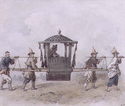 抬轿子的中国仆人（水彩画 作者 威廉·亚历山大