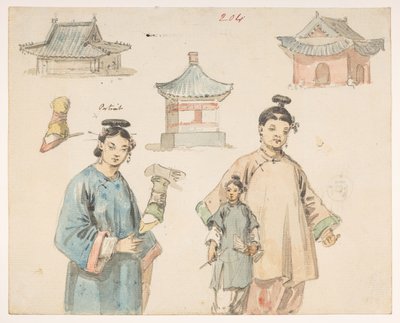 人物研究。收录了马戛尔尼勋爵出使中国皇帝期间绘制的 278 张风景画、海岸线、服装和日常生活图画。 1792 年至 1794 年间艺术家：亚历山大·威廉 (Alexander, William) (1767-1816) 作者 威廉·亚历山大