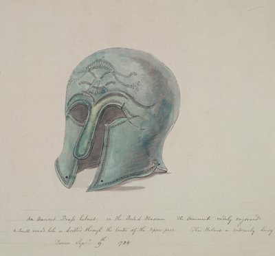 来自伦敦霍尔本大英博物馆的古代铜质头盔，1784年 作者 威廉·安格斯