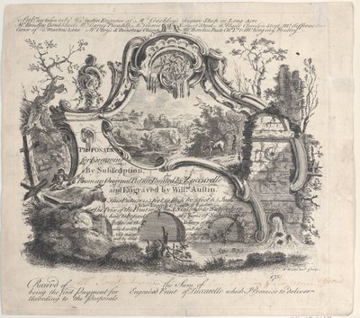 根据Zuccarelle绘制的原画，通过订阅进行雕刻的建议，1756年。 作者 威廉·奥斯丁