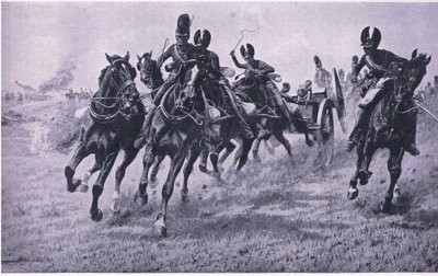 前面的枪：1815年6月18日滑铁卢，1915年英国陆地和海上战役的插图 作者 威廉·巴恩斯（William Barnes）羊毛