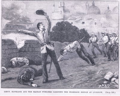 Lieut。哈夫洛克和马德拉斯的fusiliers在公元1857年在勒克瑙扛着Charbagh桥 作者 威廉·巴恩斯（William Barnes）羊毛