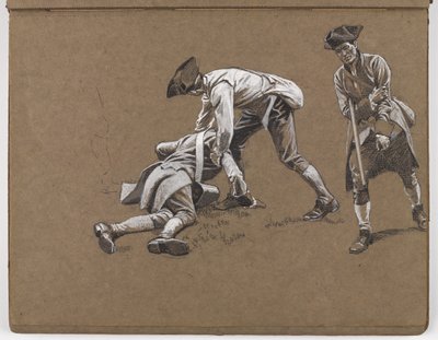 研究威廉·巴恩斯·沃尔伦（William Barns Wollen）的油画，《列克星敦战役1775年》。 作者 威廉·巴恩斯（William Barnes）羊毛