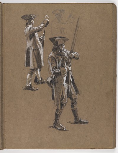 研究威廉·巴恩斯·沃尔伦（William Barns Wollen）的油画，《列克星敦战役1775年》。 作者 威廉·巴恩斯（William Barnes）羊毛