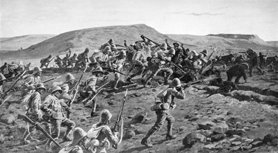 1900年1903年，南兰开夏郡在纳塔尔（Natal）的彼得山（Pieters Hill）袭击布尔沟。 作者 威廉·巴恩斯（William Barnes）羊毛