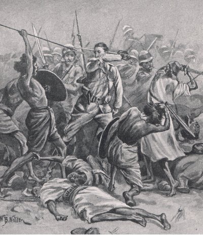 1885年1月17日阿布克莱亚广场，1915年英国陆地和海上战役的插图 作者 威廉·巴恩斯（William Barnes）羊毛