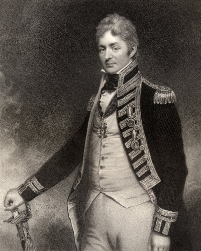Sir Thomas Troubridge，第一个男爵，由W. Holl雕刻，来自&39;国家肖像画廊，第四卷&39;，出版于1835年 作者 威廉·比奇