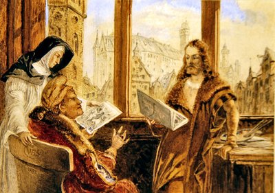 阿尔布雷希特-杜勒在纽伦堡（纸上水彩）。 作者 威廉·贝尔·斯科特