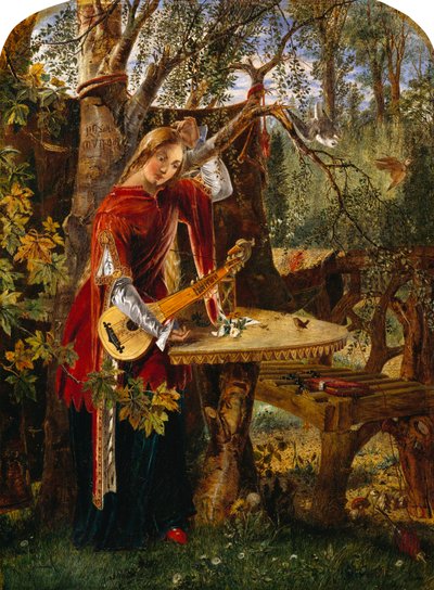 美丽的罗莎蒙德独自在她的凉亭里（布面油画） 作者 威廉·贝尔·斯科特