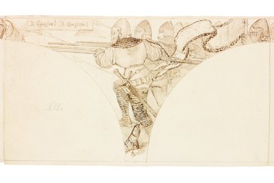 Wallington Hall（bodycolour）壁画素描 作者 威廉·贝尔·斯科特