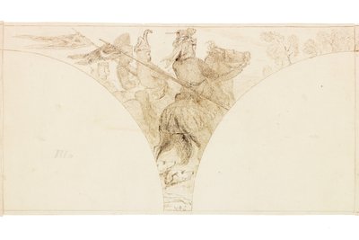 Wallington Hall（bodycolour）壁画素描 作者 威廉·贝尔·斯科特