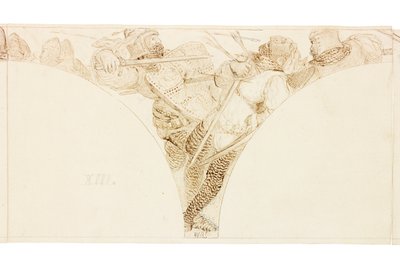 Wallington Hall（bodycolour）壁画素描 作者 威廉·贝尔·斯科特