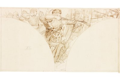 Wallington Hall（bodycolour）壁画素描 作者 威廉·贝尔·斯科特