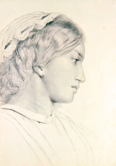 女孩的头部研究（纸上铅笔） 作者 威廉·贝尔·斯科特