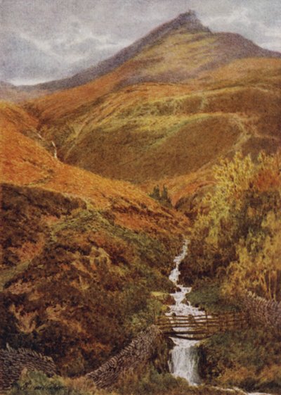 The Nab and Golden Clough from Grindslow Dell, Edale (colour litho) 作者 威廉·比斯科姆·加德纳