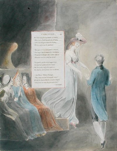 1797-98年出版的“托马斯·格雷诗集”中的“长篇小说”设计33（水彩笔，纸本墨水） 作者 威廉·布雷克