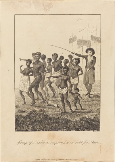 一群黑人，进口后将被卖为奴隶，1793年。 作者 威廉·布雷克