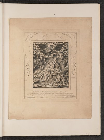 约伯的儿子和女儿们被撒旦压倒了，1825年。 作者 威廉·布雷克
