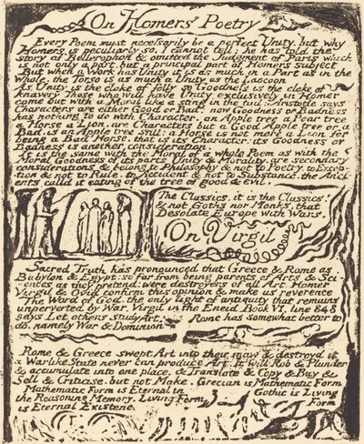 论荷马的诗歌和论维吉尔，1822年。 作者 威廉·布雷克