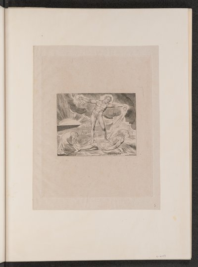 撒旦用疖子击打约伯，1825年。 作者 威廉·布雷克