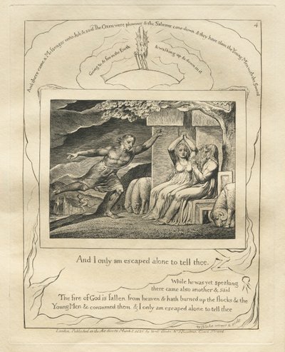 约伯记  Pl.4, And I only am escaped alone to tell thee 作者 威廉·布雷克