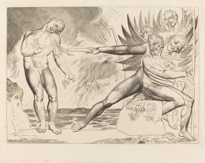 贪官的圈子，折磨Ciampolo的魔鬼，1827年。 作者 威廉·布雷克