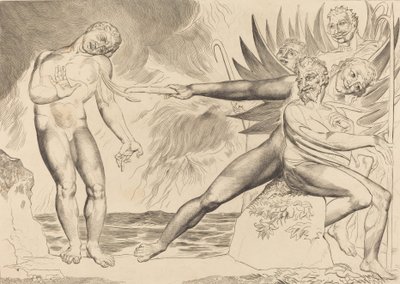 贪官的圈子，折磨Ciampolo的魔鬼，1827年。 作者 威廉·布雷克