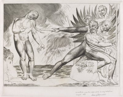 贪官的圈子，折磨Ciampolo的魔鬼，1827年。 作者 威廉·布雷克