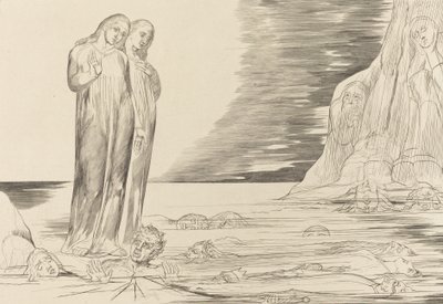叛徒的圈子》，但丁的脚击Bocca degli Abbate，1827年。 作者 威廉·布雷克