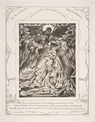 乔布斯儿子的毁灭，摘自乔布斯插图，1825-26年。 作者 威廉·布雷克
