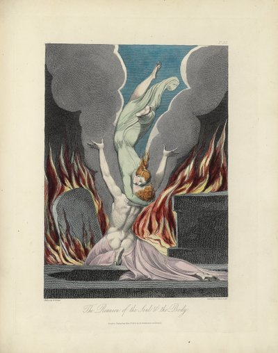 灵魂与身体的重聚，图文来自罗伯特·布莱尔（Robert Blair）的《坟墓》，由路易斯·希亚冯内蒂（Louis Schiavonetti）雕刻而成 作者 威廉·布雷克