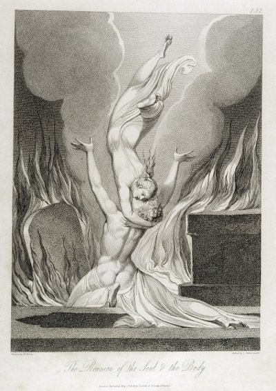 灵魂和身体的重聚，第13页，威廉布莱克（1757-1827）的“坟墓，A，诗”中的插图，由Luigi Schiavonetti（1765-1810）刻，1808年 作者 William Blake