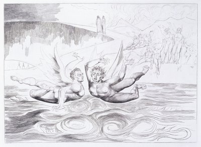 六足蛇攻击Agnolo Brunelleschi，约1824-1827年 作者 威廉·布雷克