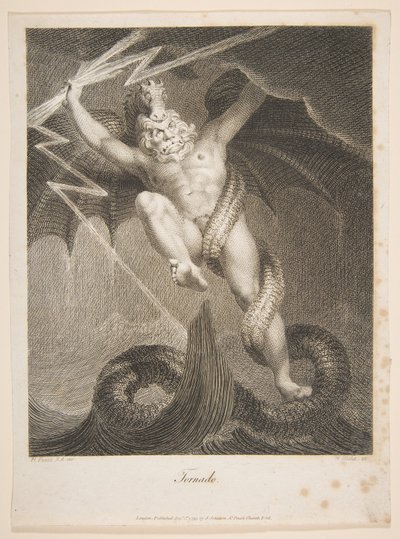1795年8月1日，植物园的龙卷风-宙斯与Typhon伊拉斯mus斯·达尔文作战。 作者 William Blake